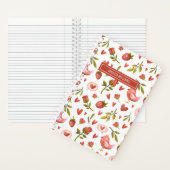  Waterverf Floral Red Roses Bird Pattern Notitieboek (Binnen)