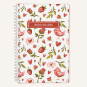  Waterverf Floral Red Roses Bird Pattern Notitieboek (Voorkant)