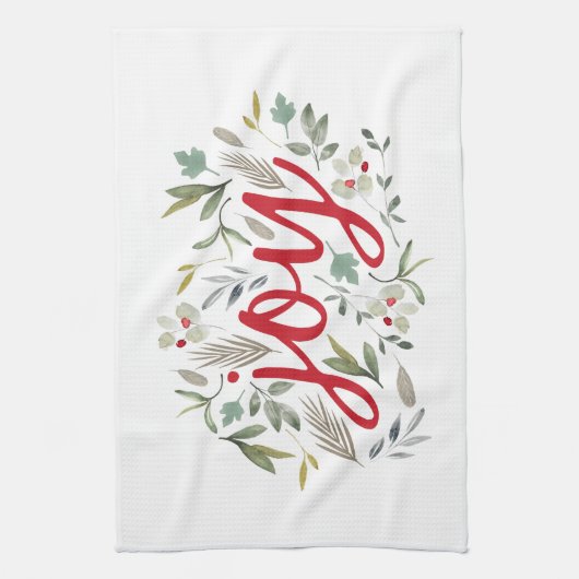 Waterverf Floral Red Script Theedoek (Verticaal)