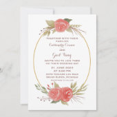 Waterverf Floral Red Wedding Invitation Kaart (Voorkant)