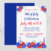 Waterverf Floral Red White Blue Modern Kaart (Voorkant / Achterkant)