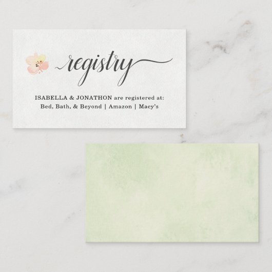 Waterverf Floral Registry Insert for Invitation Informatiekaartje (Voorkant / Achterkant)
