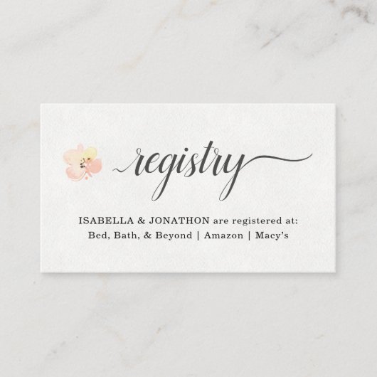 Waterverf Floral Registry Insert for Invitation Informatiekaartje (Voorkant)