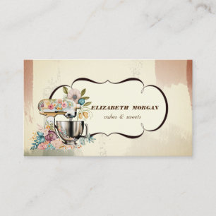 Waterverf Floral Retro Mixer Pastry Visitekaartje