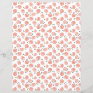 Waterverf Floral Romantic Rozen Scrapbook Paper