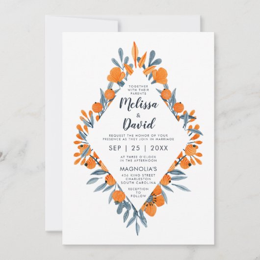 Waterverf Floral Romantic Rustic Wedding Kaart (Voorkant)