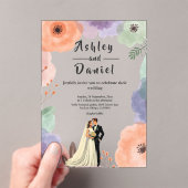 Waterverf Floral Romantisch Paar Elegante bruiloft Acryl Uitnodigingen (Insitu (Draagbaar))