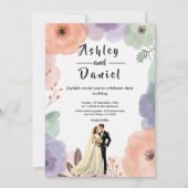 Waterverf Floral Romantisch Paar Elegante bruiloft Kaart (Voorkant)