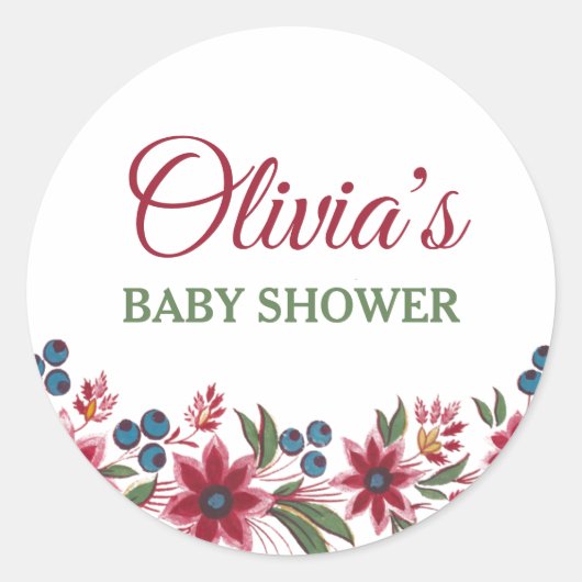 Waterverf Floral Ronde Sticker (Voorkant)