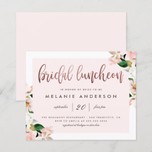 Waterverf Floral Roos Gold Bridal Luncheon