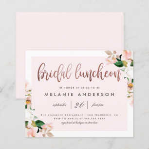 Waterverf Floral Roos Gold Bridal Luncheon