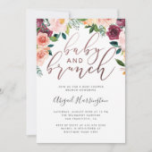 Waterverf Floral Roos Gold Brunch Baby shower Kaart (Voorkant)