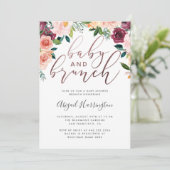 Waterverf Floral Roos Gold Brunch Baby shower Kaart (Staand voorkant)