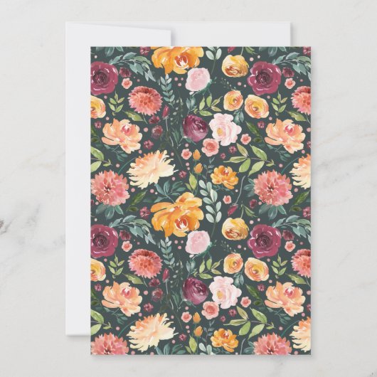 Waterverf Floral Roos Gold Brunch Baby shower Kaart (Achterkant)