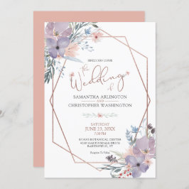 Waterverf Floral Roos Gold Terra Cotta Wedding Kaart