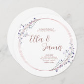 Waterverf Floral Roos Gold Wedding Uitnodiging (Voorkant / Achterkant)