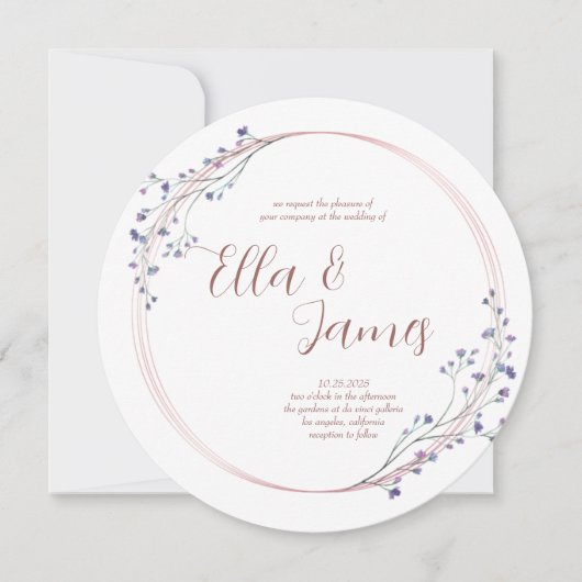 Waterverf Floral Roos Gold Wedding Uitnodiging (Voorkant)