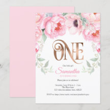 Waterverf Floral, Roos goud, meisje, eerste verjaa