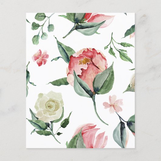 Waterverf Floral Roos Hart Opslaan Datum (Achterkant)