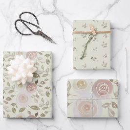 Waterverf Floral Roos Inpakpapier Vel