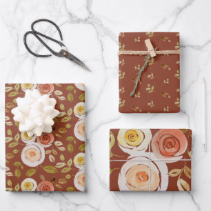 Waterverf Floral Roos Inpakpapier Vel