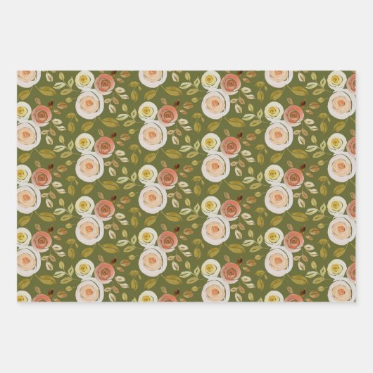 Waterverf Floral Roos Inpakpapier Vel (Voorkant)