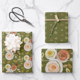 Waterverf Floral Roos Inpakpapier Vel