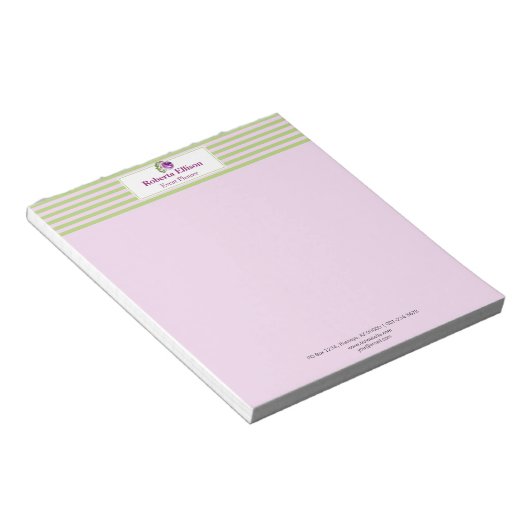 Waterverf Floral Roos Pastel Stripes Personeelsfor Notitieblok (Schuin)