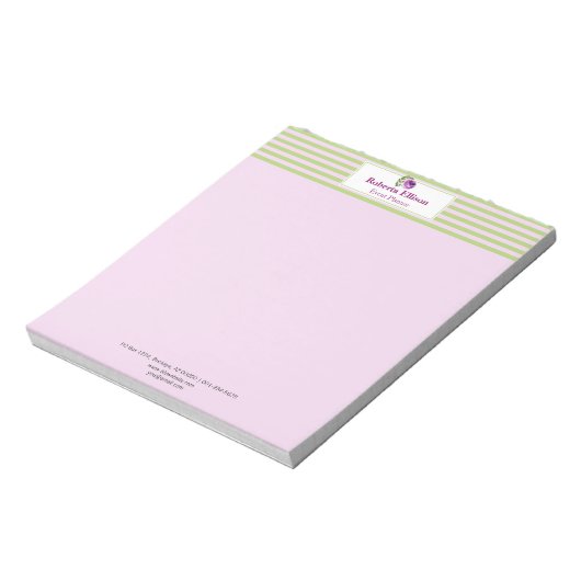 Waterverf Floral Roos Pastel Stripes Personeelsfor Notitieblok (Linkerzijde)