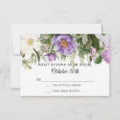 Waterverf Floral Roos Peony Foliage Lavender RSVP Kaart (Voorkant)