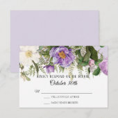 Waterverf Floral Roos Peony Foliage Lavender RSVP Kaart (Voorkant / Achterkant)
