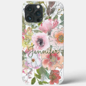 Waterverf Floral Roos Roze Perzikkleurige pagina A Case-Mate iPhone Case (Achterkant)