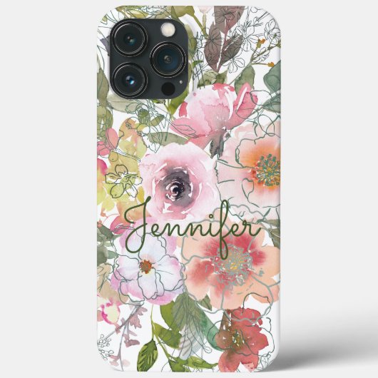 Waterverf Floral Roos Roze Perzikkleurige pagina A Case-Mate iPhone Case (Achterkant)