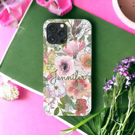 Waterverf Floral Roos Roze Perzikkleurige pagina A Case-Mate iPhone Case