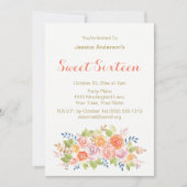 Waterverf Floral Roos Rustic Gold Sweet 16 Kaart (Voorkant)