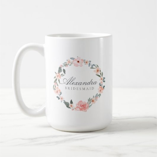 Waterverf Floral Roos & Sage Greenery Krans Koffiemok (Links)