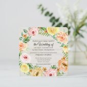 Waterverf Floral Roos Wreator Rozen Rustic Wood Kaart (Staand voorkant)