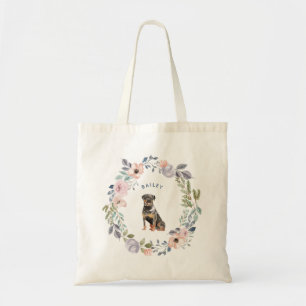 Waterverf Floral Rottweiler Dog Tote Bag