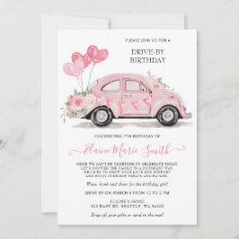 Waterverf Floral roze auto Kaart