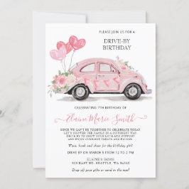 Waterverf Floral roze auto Kaart
