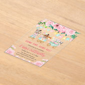 Waterverf Floral roze circusdieren Acryl Uitnodigingen (Laagn)