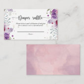 Waterverf Floral roze en lila Diaper Raffle Informatiekaartje (Voorkant / Achterkant)