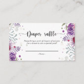 Waterverf Floral roze en lila Diaper Raffle Informatiekaartje (Voorkant)