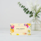 Waterverf Floral roze geel blauw modern Abstract Visitekaartje (Staand voorkant)