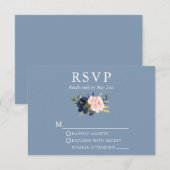 Waterverf Floral roze mosterd blauw RSVP Kaartje (Voorkant / Achterkant)