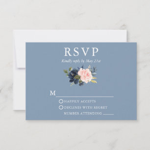 Waterverf Floral roze mosterd blauw RSVP Kaartje