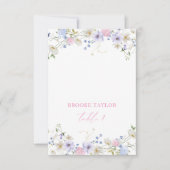 Waterverf Floral Roze Paarse Tafel Plaats Kaart (Voorkant)