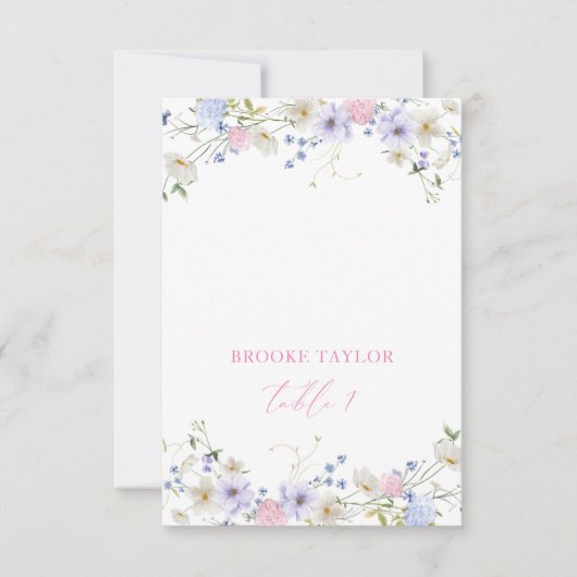 Waterverf Floral Roze Paarse Tafel Plaats Kaart (Voorkant)