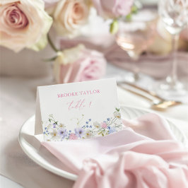 Waterverf Floral Roze Paarse Tafel Plaats Kaart