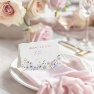 Waterverf Floral Roze Paarse Tafel Plaats Kaart